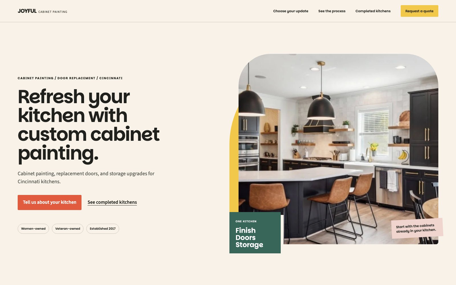 The new Joyful Cabinet Painting homepage concept