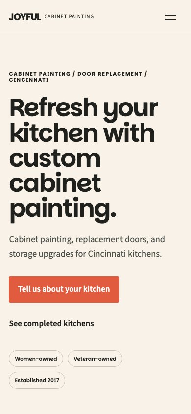 The new homepage on a phone