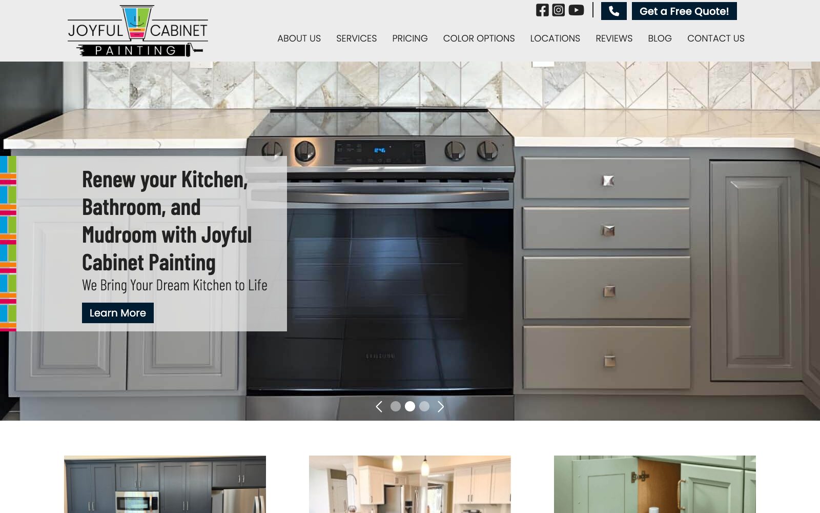 The current joyfulcabinetcompany.com homepage