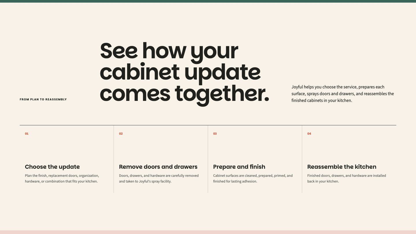 The service section of the new homepage