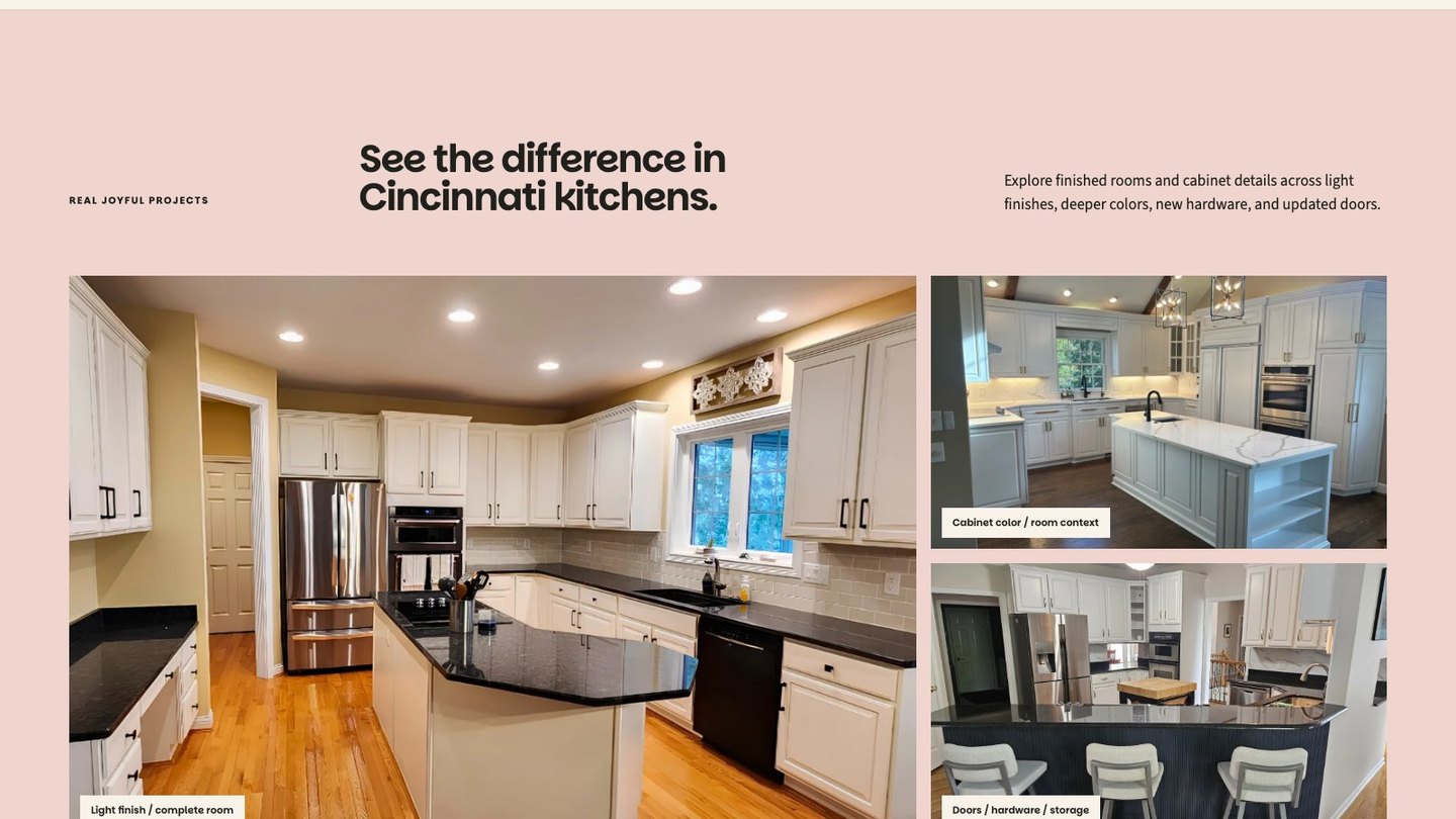 The project section of the new homepage